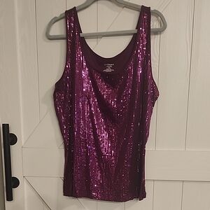 Lane Bryant Sparkling Magenta Sequin Tank Top